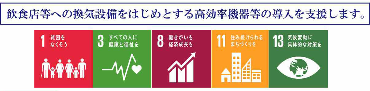 飲食店への換気設備をはじめとする高効率機器などの導入